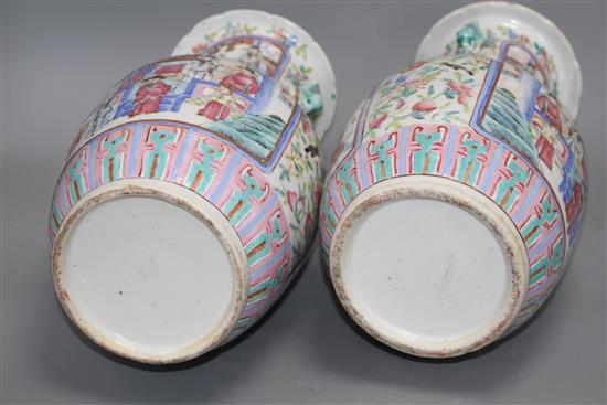 A pair of 19th century Chinese enamelled porcelain vases, height 34cm